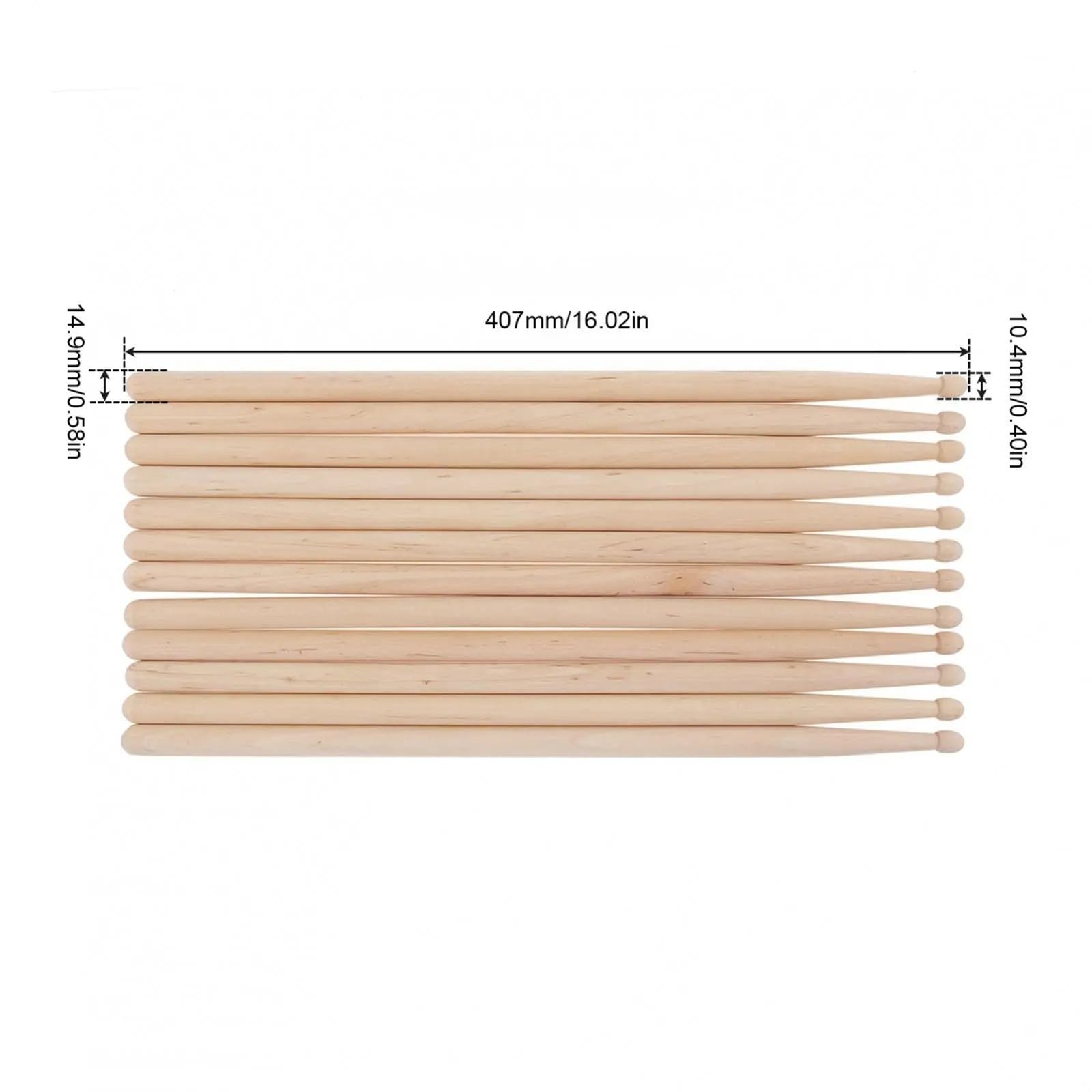 TrommelstöCke 12pcs 5A Drum Sticks Classic Maple Wood Drumsticks Percussion Musical Instruments Practice Drum Stick for Jazz Drum Exercise FüR Schlagzeug