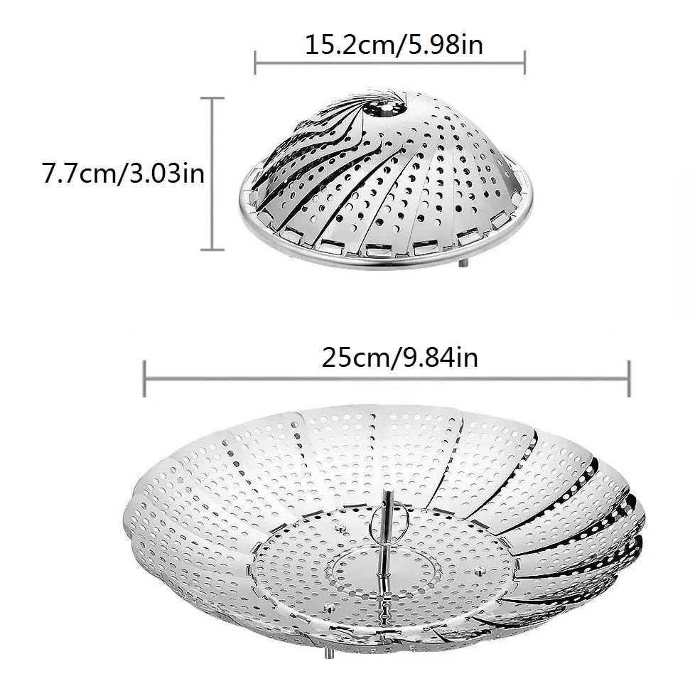 KOMUNJ Stainless Steel Steamer Adjustable Steamer Insert, Steamer Insert for All Pots from 15.2 to 25 cm, Steam Insert - Image 4