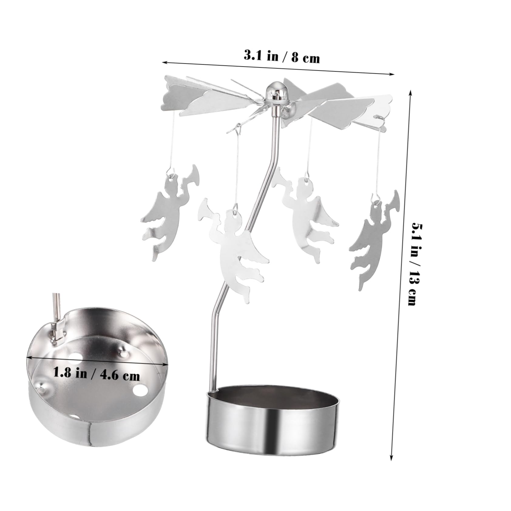 Cabilock Candelabro Giratorio De Hierro Forjado Metálico, Decoración Navideña Motivos Ángel, Copo De Nieve y Árbol, Adecuado para Mesa y Hogar, Sin Velas, Diseño Clásico Europeo