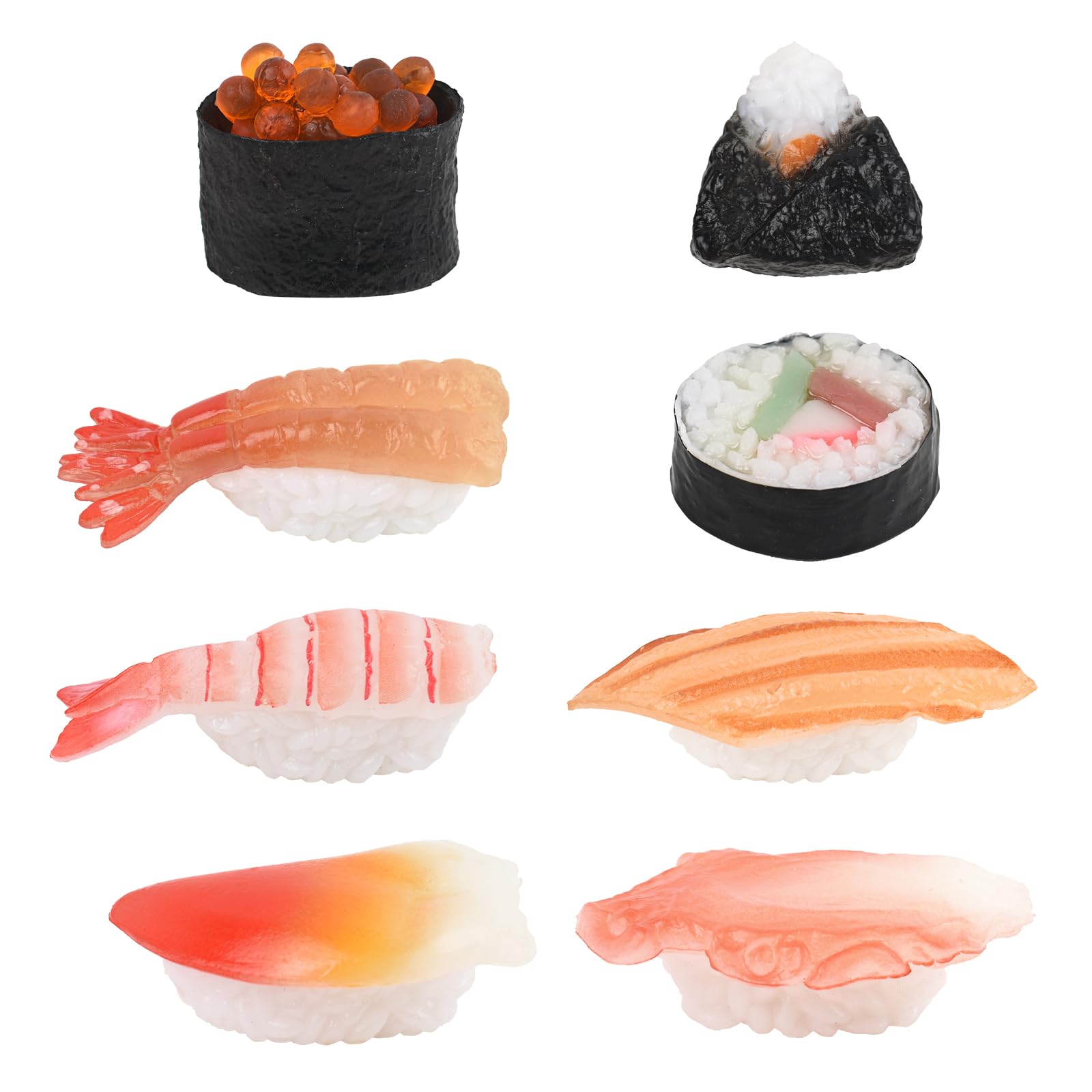 HUIANER Fake Sushi 8Pcs Artificial Food Realistic Onigiri Dessert Simulation Sushi Model Food for Decoration Display Props Model Rice Roll