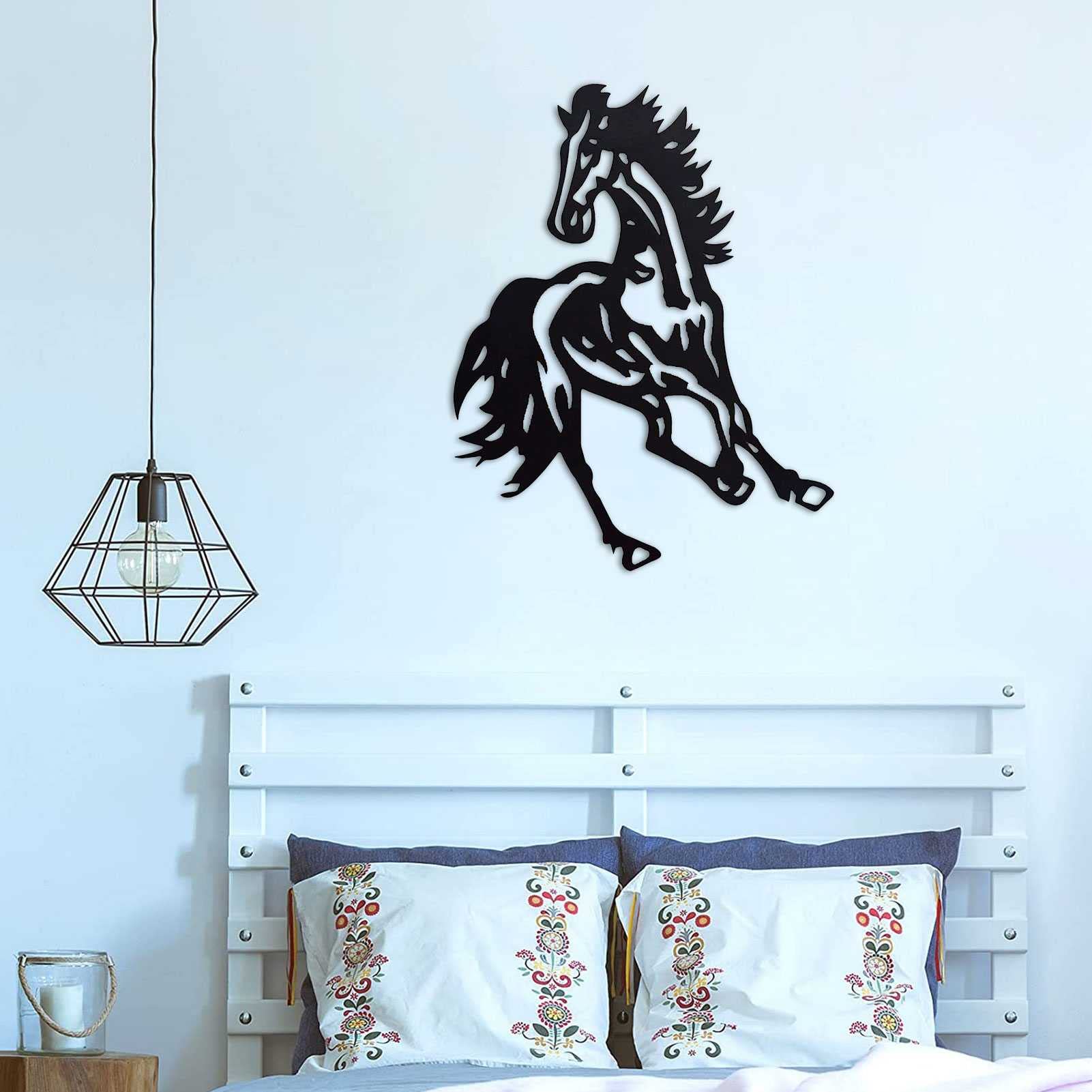 JILIP Panneaux Muraux En Métal Tête De Cheval, Décorations Murales 3D De Silhouettes Pour La Maison, Sculptures Murales En Métal Noir, Restaurant Boutique Salon (Size : 19.7IN/50cm