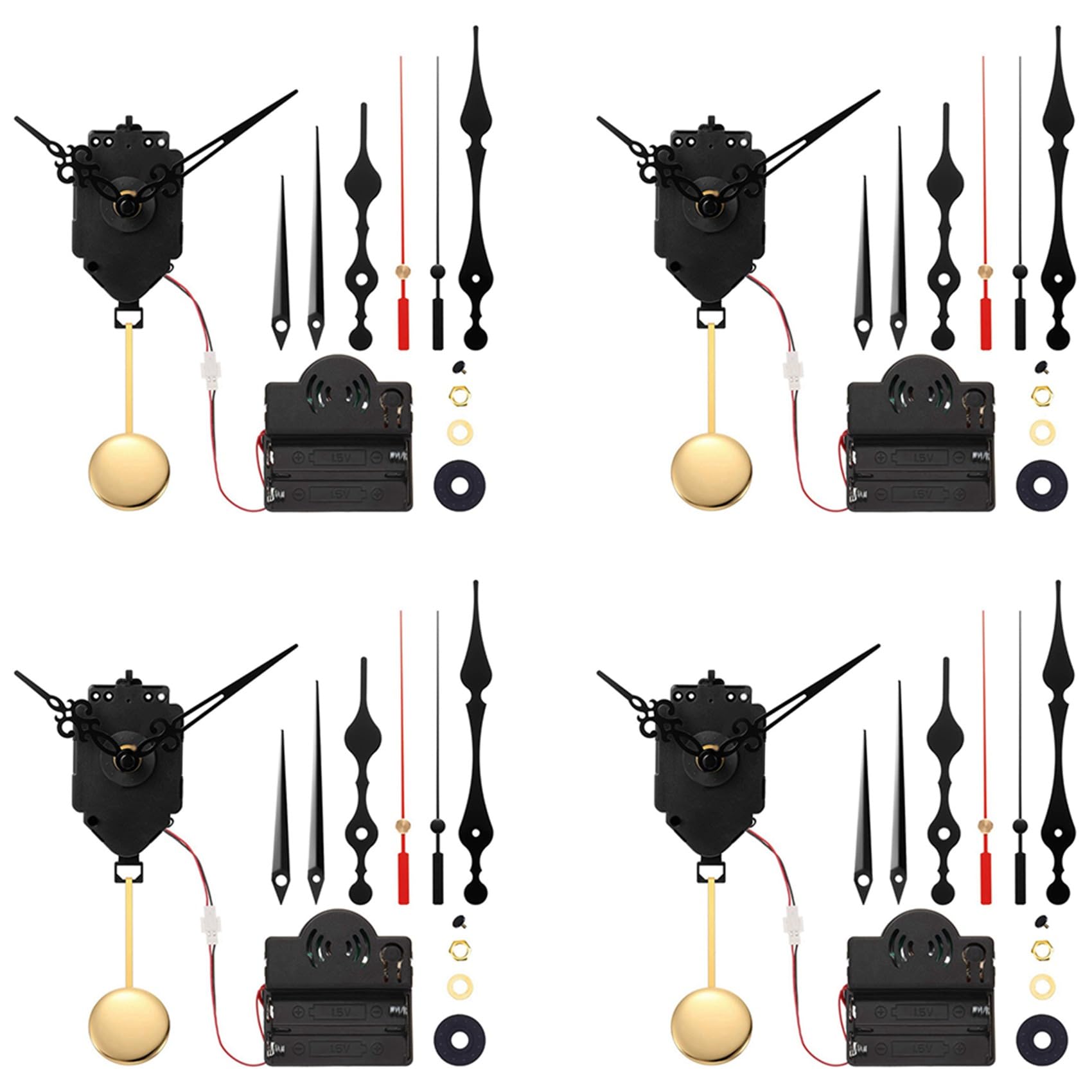 Hndhbfgrt 4X Quartz Pendulum Trigger Clock Movement Chime Melody Mechanism Clock Kit with 3 Pairs of Hands