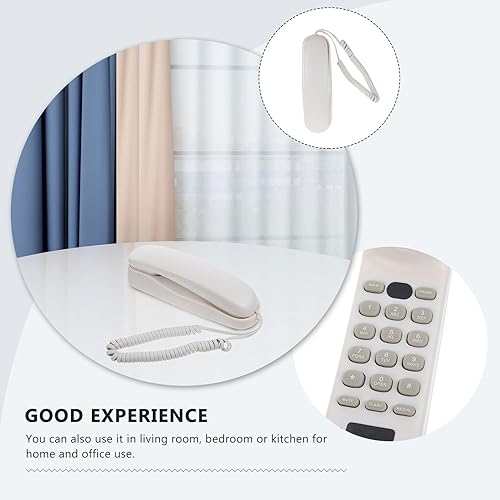 Miniatura 8 de Angoily Mini teléfono con cable de montaje en pared para el hogar, oficina, hotel, teléfono decorativo para el hogar con material estable, diseño