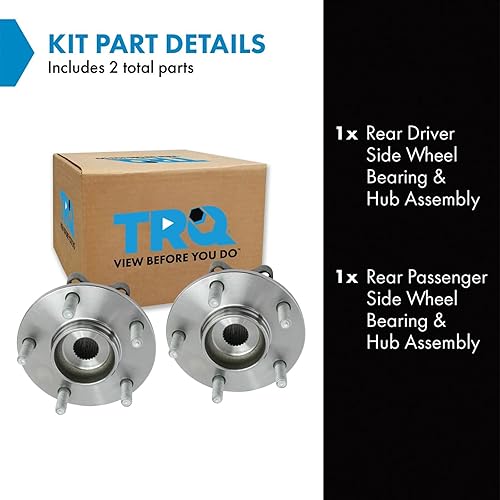 Miniatura 893 de TRQ Juego de 2 rodamientos de rueda delantera y conjunto de cubo compatible con Ford Mustang 2005-2007 2005-2014