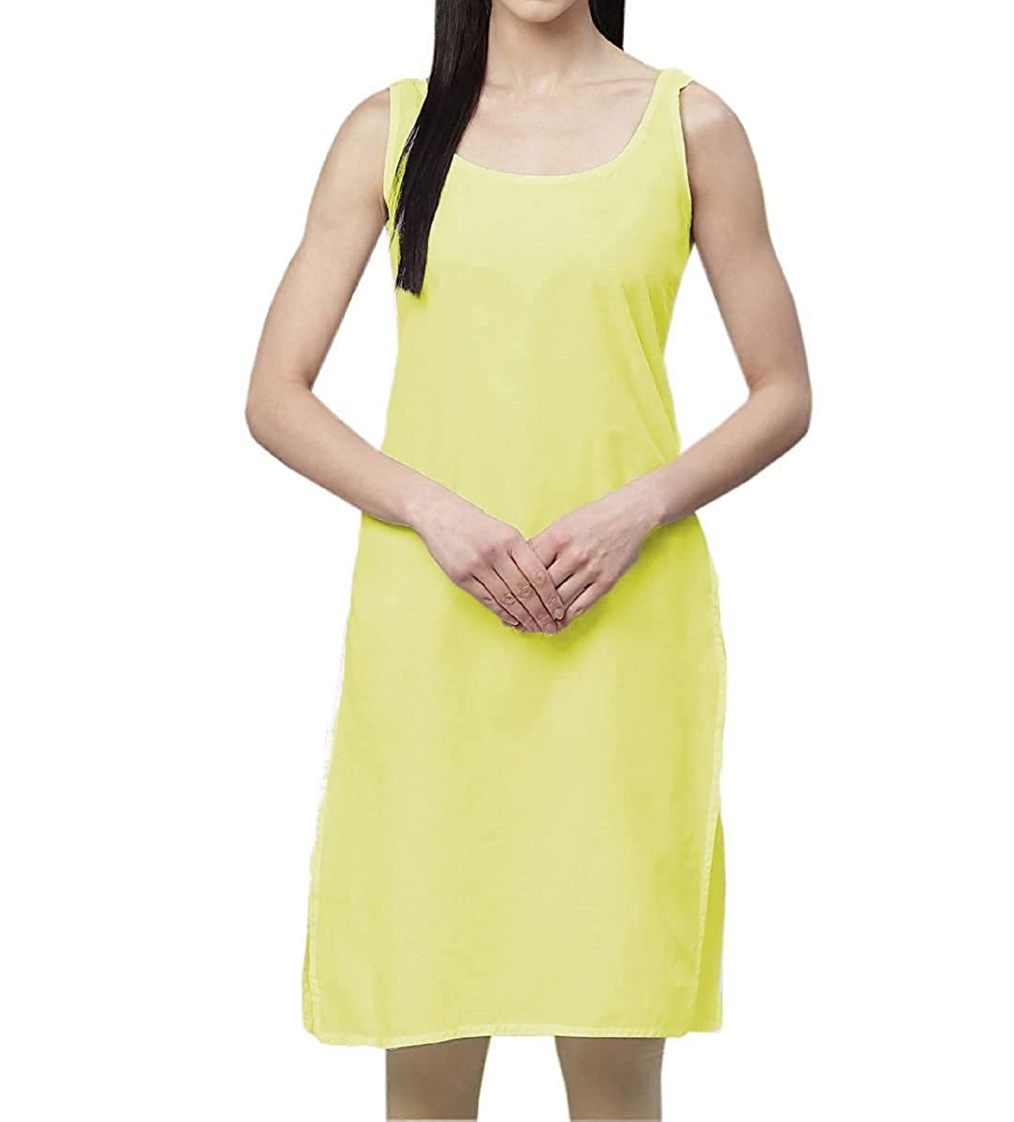 Lemon Yellow Cotton Plain Vests Top for Women,Women's Plain Vest,Ladies Non Stretchy Tank Top-image-0