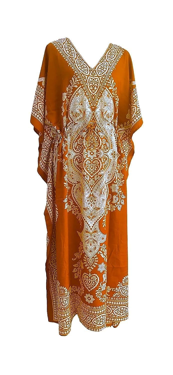 The Kashmir EmporiumFloral Print Long Caftan/kaftan Tunic Dress Maxi Kaftan Plus Size Cover up Dresses/nightwear for Women