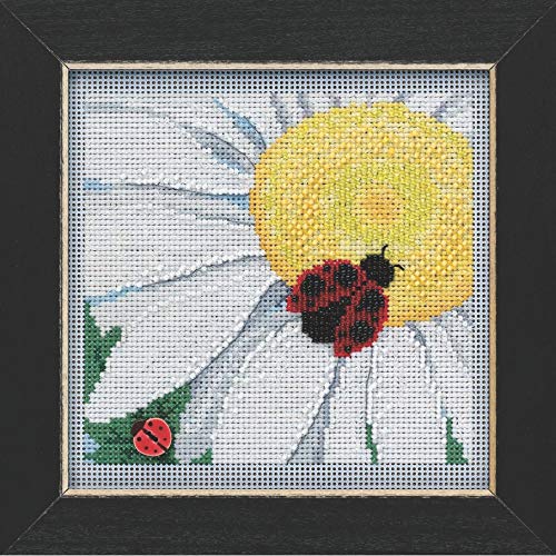 Ladybug on Daisy Beaded Counted Cross Stitch Kit Mill Hill 2021 Buttons & Beads Spring MH142116, multi