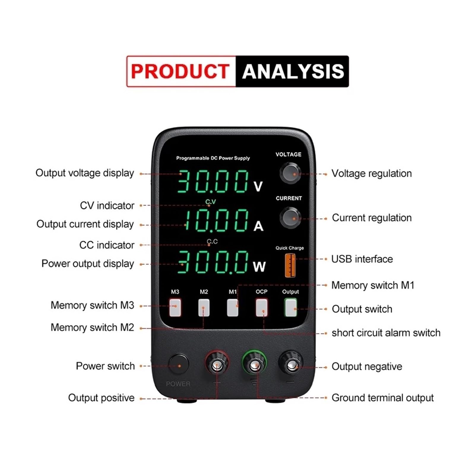 Zasilacz zmienny, Regulowany zasilacz DC Lab Switching Power Converter Źródło ławki Cyfrowy wyświetlacz stabilizowany do naprawy telefonu(APS305H)