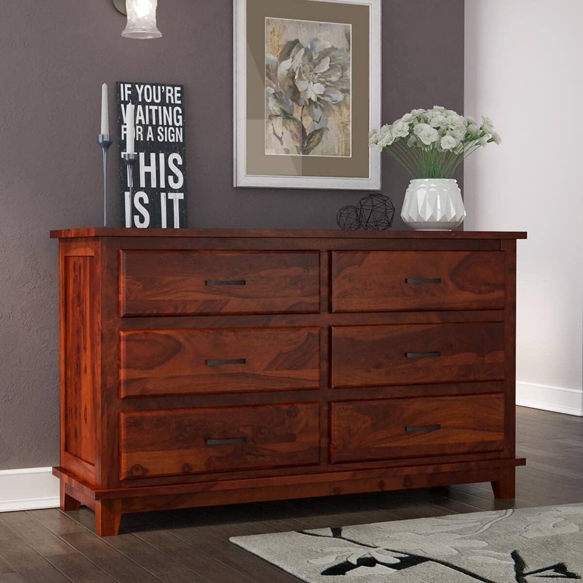 Sheesham Wood Chest of Drawers 6 Drawers Storage Cabinet Already Assembled Honey Finish Furniture Organizer Cabinet for Home Bedroom Living Room & Office-picture-15