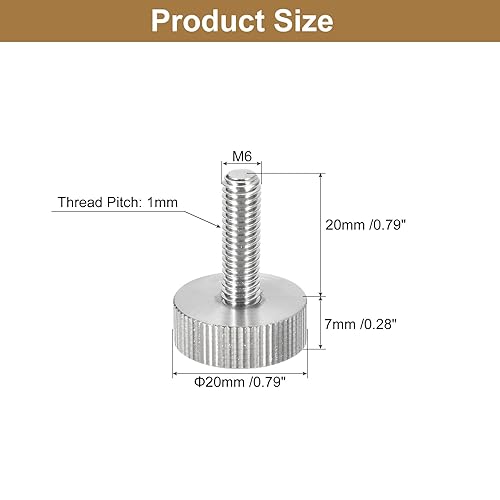Miniatura 112 de uxcell Tornillos moleteados M3x10mm, 5 piezas de acero inoxidable 304 con cabeza moleteada plana totalmente roscada, tornillos de pulgar, pernos