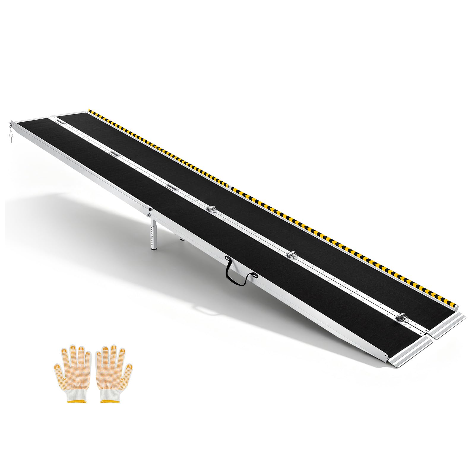 VEVOR Rampa para Silla de Ruedas Plegable Antideslizante 3640 x 735 mm, Rampa de Umbral de Aluminio con Capacidad de Carga 362,9 kg para Escaleras, Puertas, Andadores, Scooters, Entradas y Uso Diario