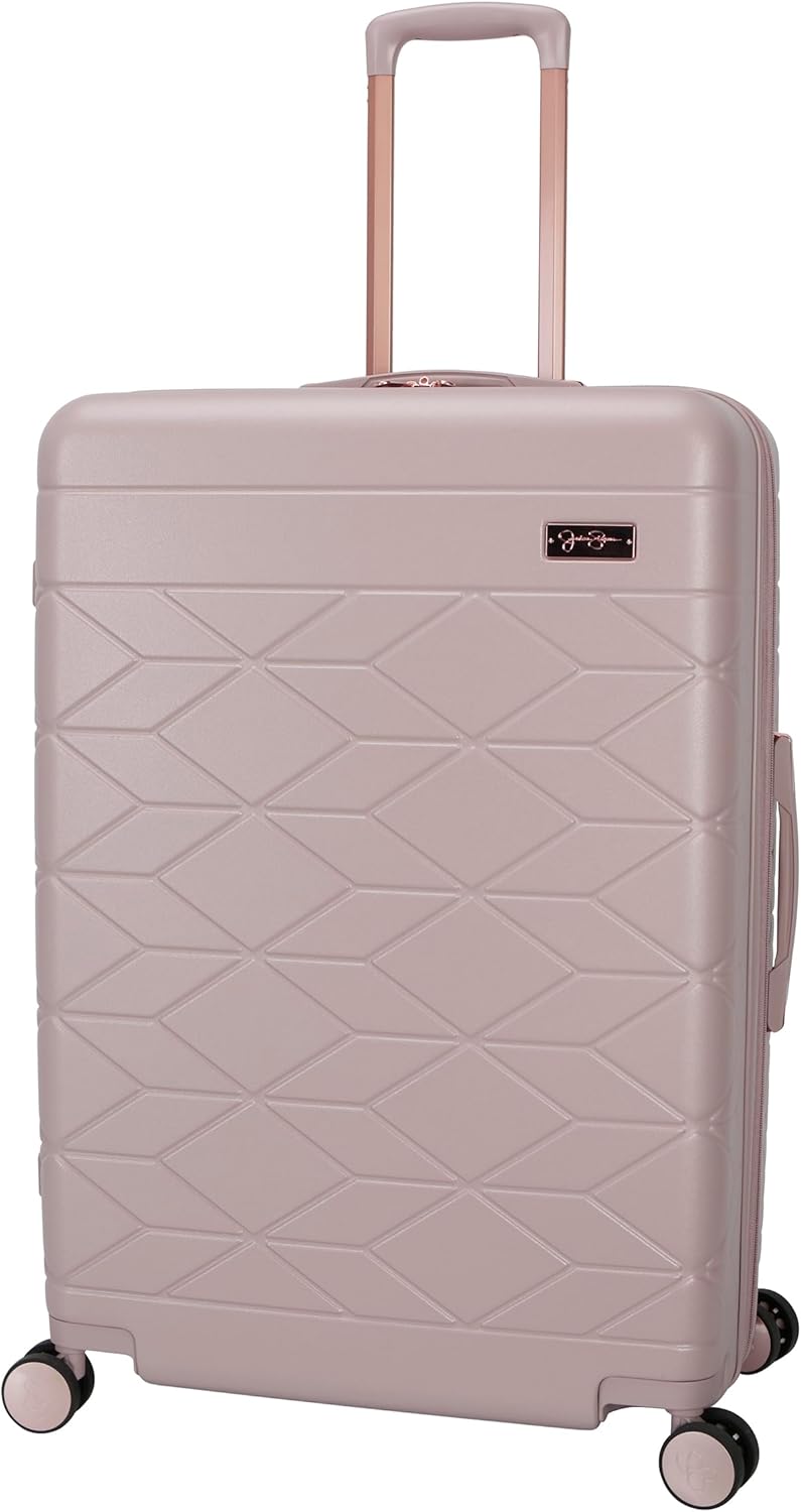 Jessica Simpson Aris 28" Expandable 8-Wheel Spinner Large Checked Luggage Suitcase, Adobe Rose