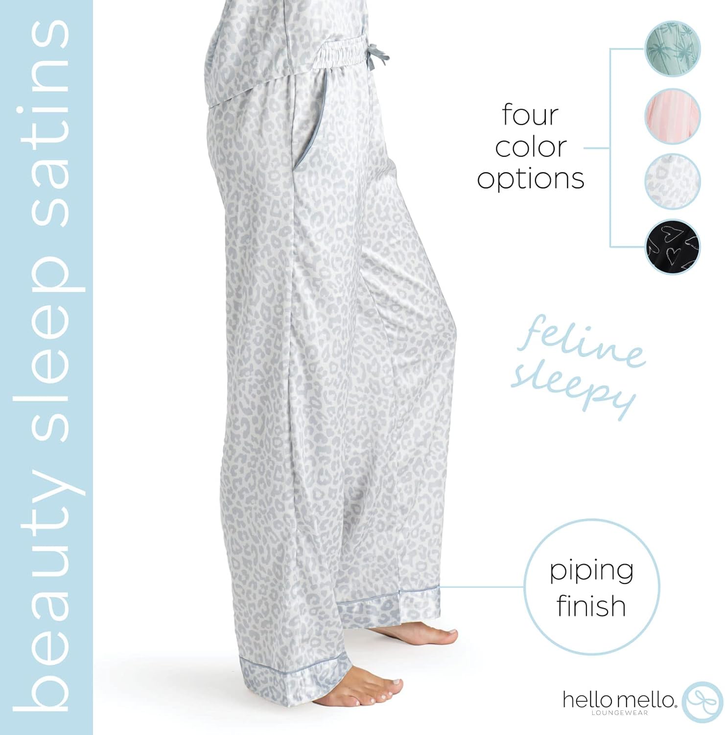 Hello Mello Beauty Sleep Satin Pajama Pants Lounge Pajama Bottoms For Women, Girls - Image 4