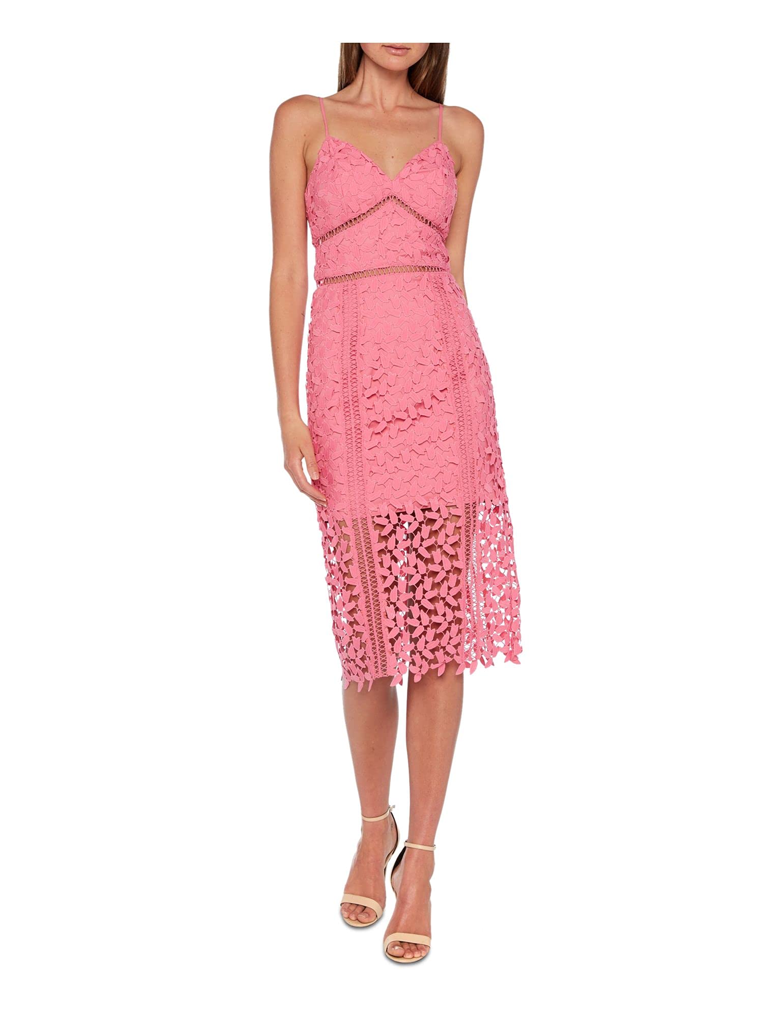 knee length dresses for ladies Rinna Pink Lace And Satin Bardot-Neck Maxi Dress – Club L London