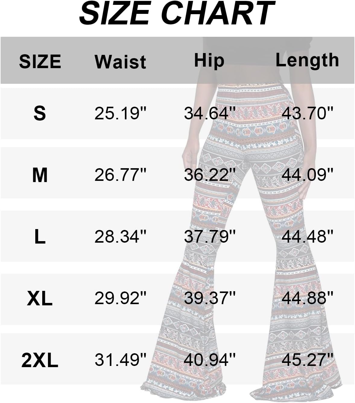Women High Waisted Fit Flare Ethnic Paisley Floral Bell Bottoms Yoga Pants Flared Leggings - Image 3