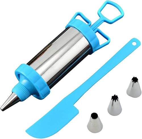 Kit de decoración de jeringas inyectoras de llenado de pastelería, herramienta de glaseado de acero inoxidable con 3 boquillas de glaseado y 1