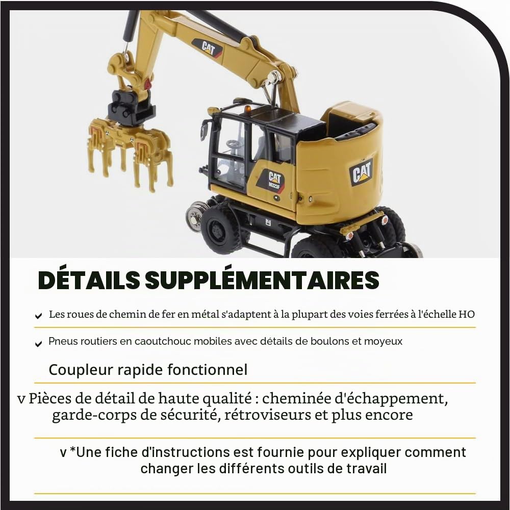 Caterpillar Diecast Masters 85656 - Excavateur à Deux Voies sur Voie M323F, échelle 1/87, env. 9,5 x 3,4 x 4,6 cm, à partir de 14 Ans