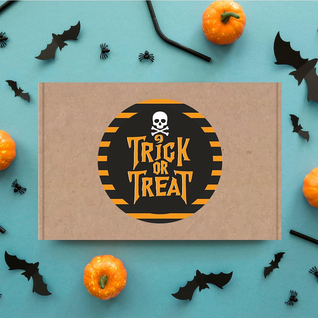 Andaz Press Happy Halloween Stickers 2 Inch Round 40 Bulk Pack Trick or Treat Skull Labels for Kids Treat Bags Goodie Bags Toddler Treats Halloween Party Favors Halloween Bottle Labels Envelopes