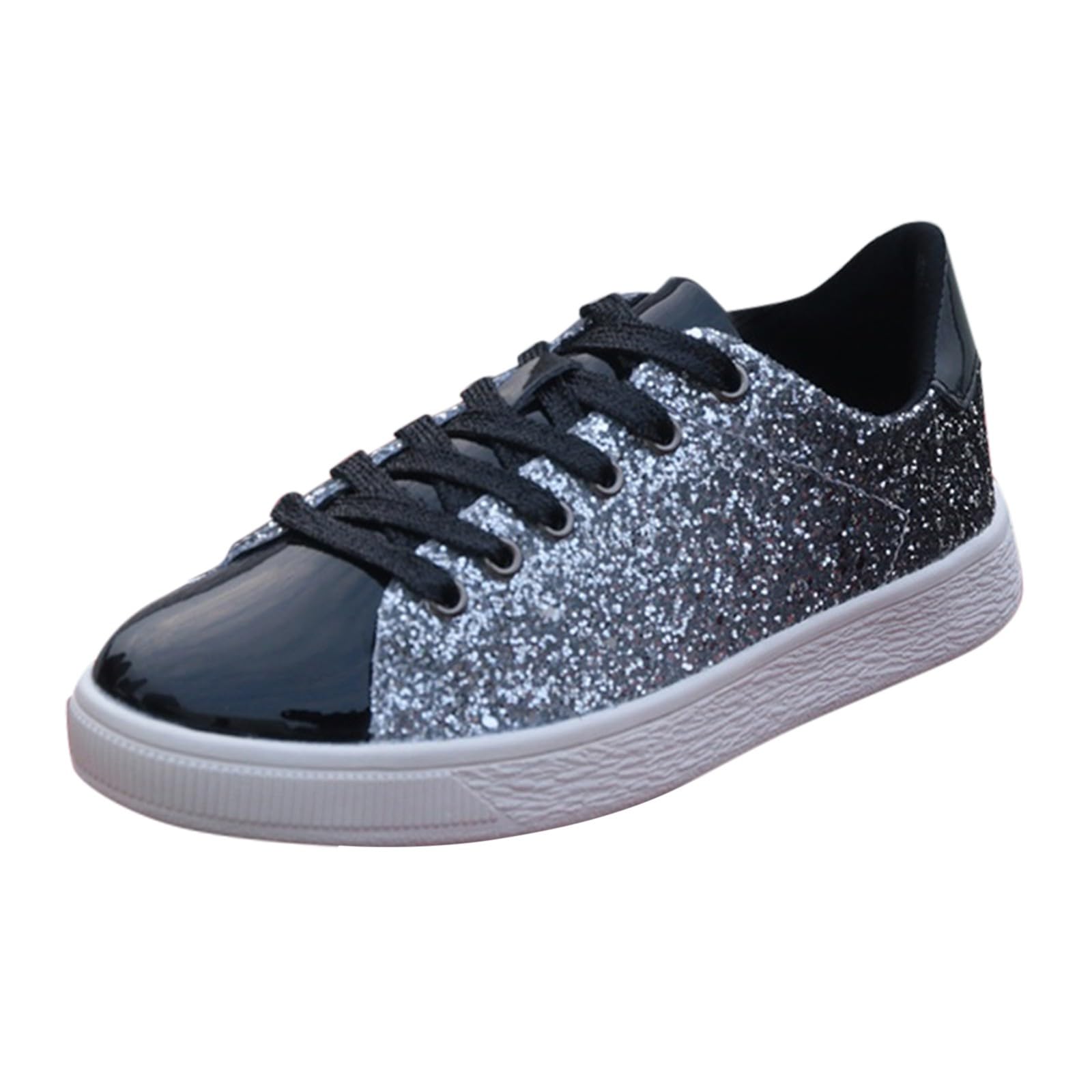 Sneaker da donna alla moda con paillettes glitterate, scarpe sportive piatte con brillantini, scarpe da festa, scarpe da corsa, scarpe da jogging con lacci, scarpe per il tempo libero