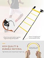 Vista 3 de GHB Agility Ladder,Football Training Equipment Set,4 Agility Hurdles, 20 feet12 Rungs Speed Ladder,12 Disc Cones,Resistance Parachute, Jump Rope, 5