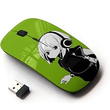 2.4 G  Anime Girl White Hair Headphones Music Green