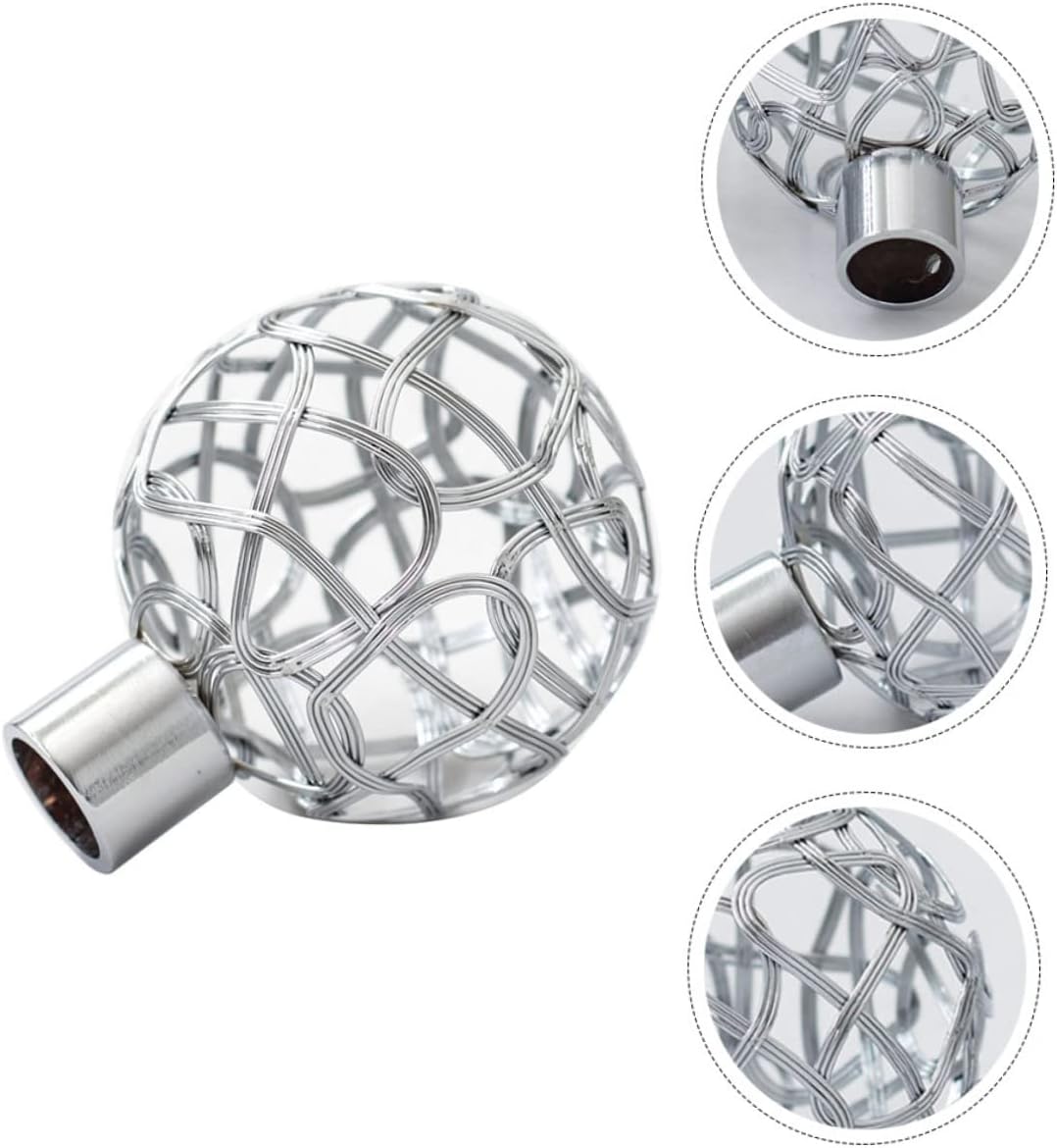 Curtain Rod finials, 8 Pcs Iron Roman Rod Curtain Rod end knobs Curtain Pole Ends Hollow cage Curtain Rod end Adjustable Stand Chic Curtain Rod Final White Skull Window