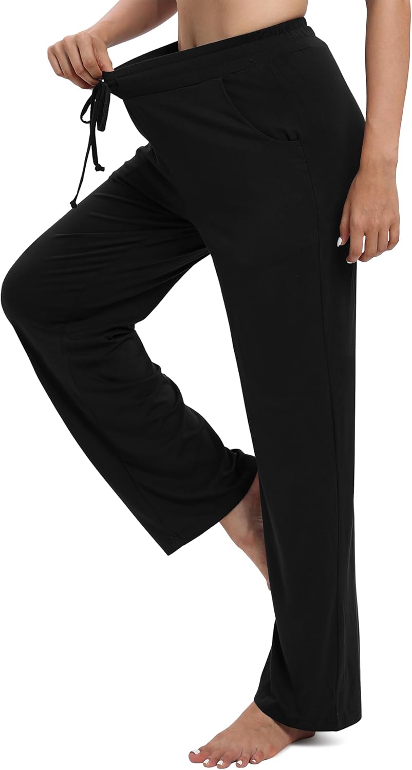 EXCHIC Women's Drawstring Casual Pants Stretchy High Waisted Loose Straight Leg Pants Jogger Trousers with Pockets - Image 5