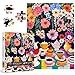 Flower 1000 Piece Puzzle for Adults, PICKFORU Colorful Tea Cups Wildflower Garden Jigsaw Puzzles, Hard Difficult Cupcake Afternoon Tea Theme as Art Decor