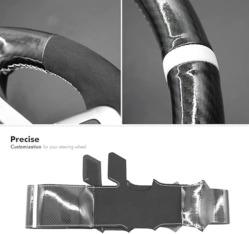 Vista 33 de MEWANT Funda de volante para Chevy Silverado 1500 / Silverado 2500/3500/Blazer/Suburban/Tahoe - Cuero negro