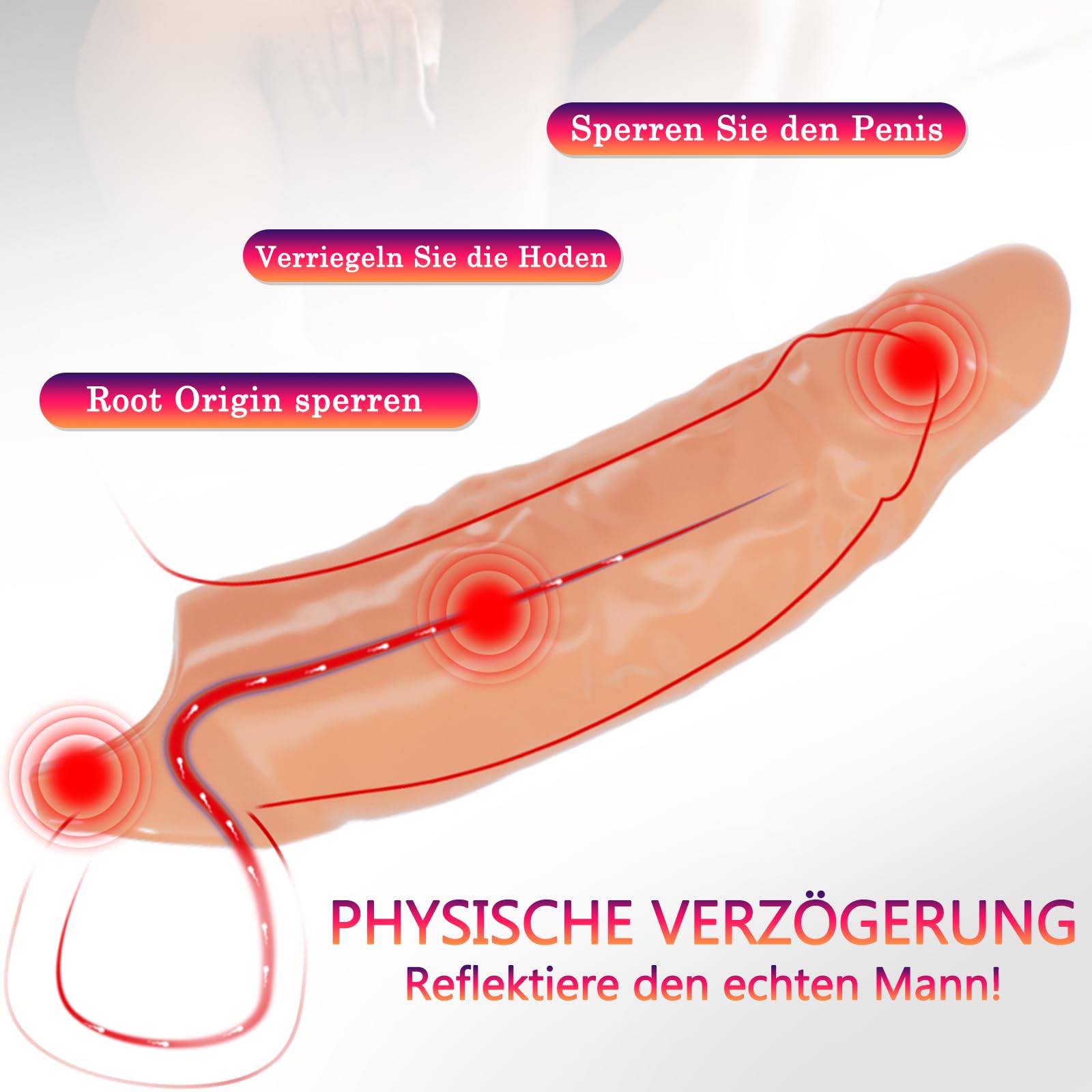 Manicotto per pene XXL 28 cm 5 cm Giocattoli sessuali per coppie Color carne