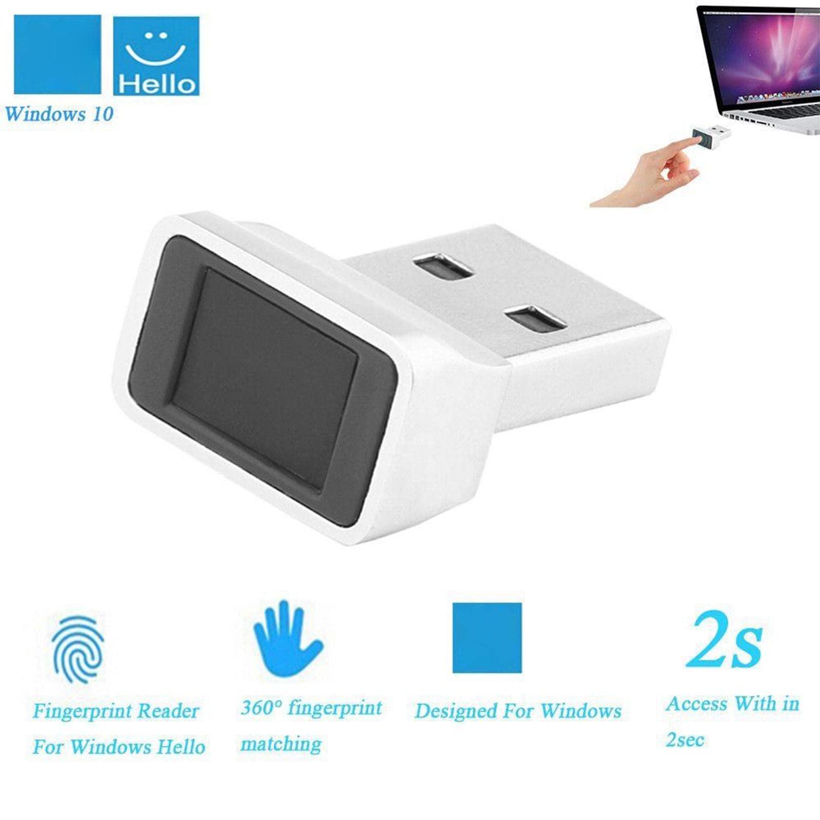 2 zestawy zabezpieczeń mini USB czytnik linii papilarnych pasujący zamek logowania