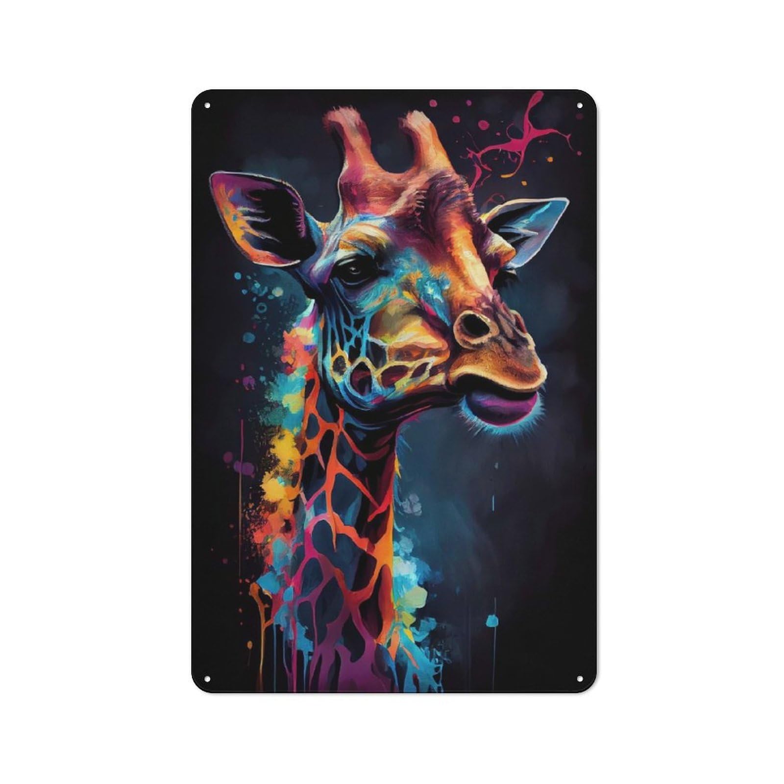 The Mellow Giraffe Metal Wall Sign 30x20cm, Modern Retro Loft Wall Plaque for Flat, Bar, Studio Or Gallery Wall
