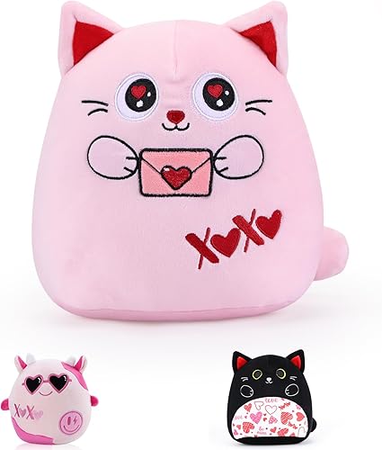 refavor Animal de peluche para el día de San Valentín, regalo de peluche de 8 pulgadas, gato rosa, animales de peluche para el día de San Valentín,