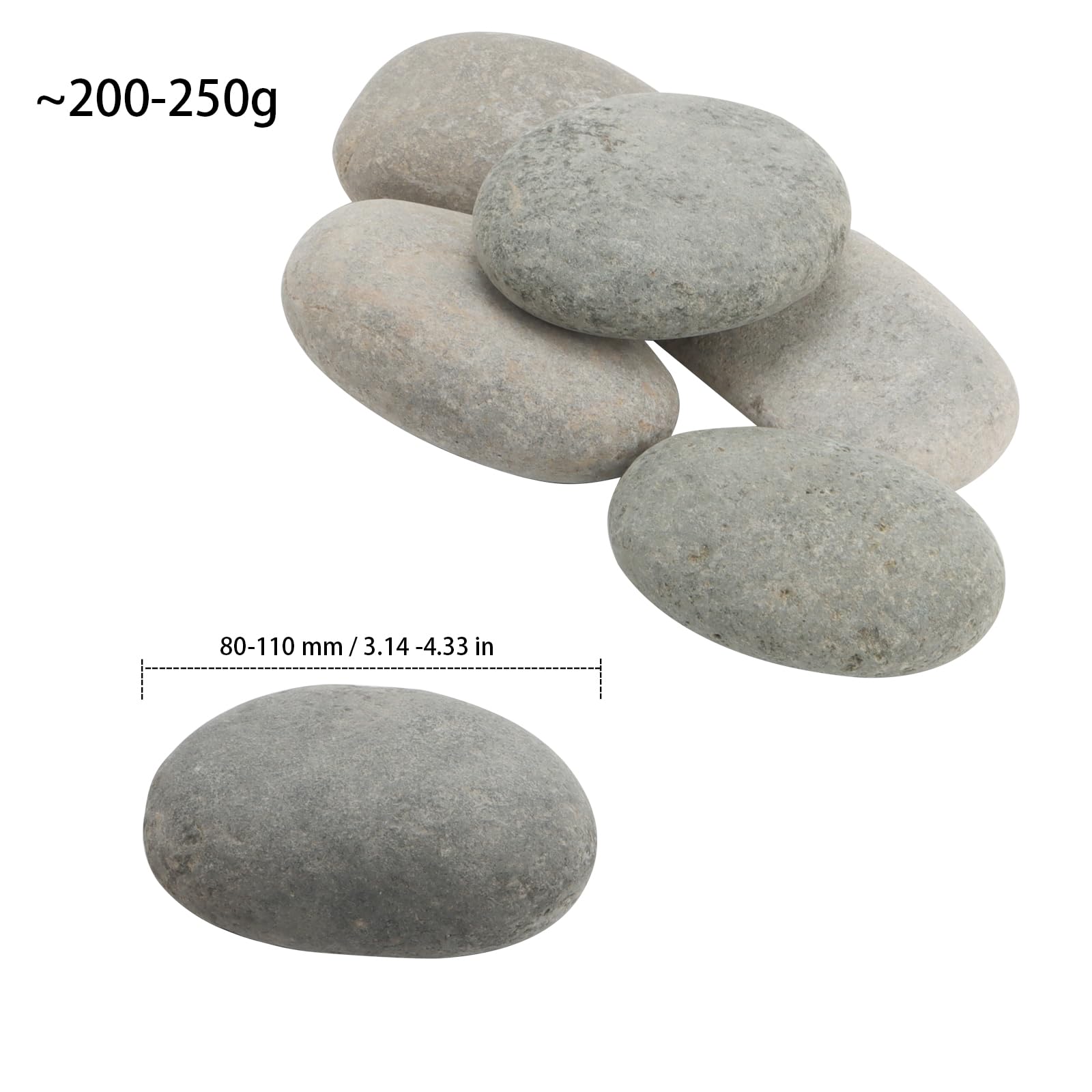 Lot de 20 grands galets de peinture de 7 à 10 cm - Gris, pierres lisses pour peinture, loisirs créatifs