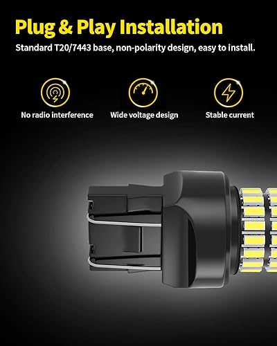 Miniatura 6 de Bombillas LED T20 7443 7444 7440 blancas de xenón con proyector, luces de marcha atrás compatibles con Toyota Tundra 2014, 2015, 2016, 2017, 2018,