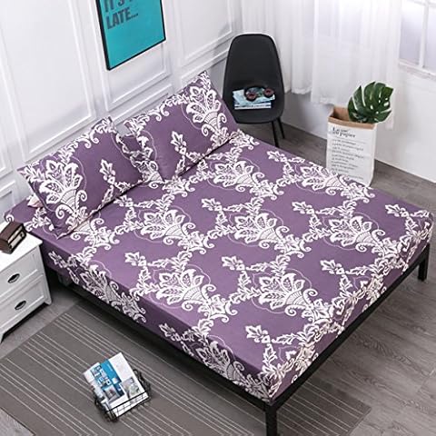 Koongso 100% Brushed Microfiber Waterproof Floral Fitted Sheet with Deep Pocket Lightweight Summer Floral Bed Fitted Sheet Fitted Mattress Cover Cover
