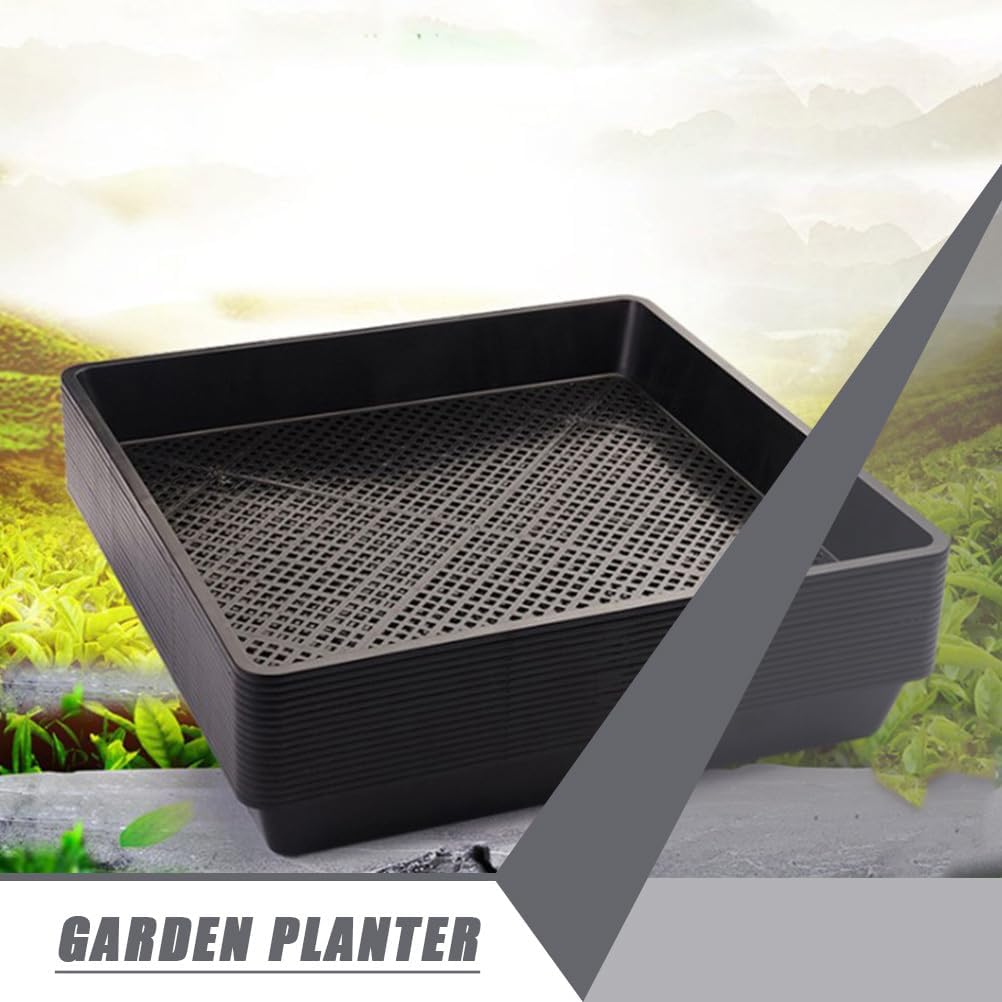 GANAZONO 5Pcs Seedling Tray Set 16.73X16.73X1.96In Plastic Plant Growing Trays for Germination Nursery Sowing Succulent and Vegetable Starter Containers
