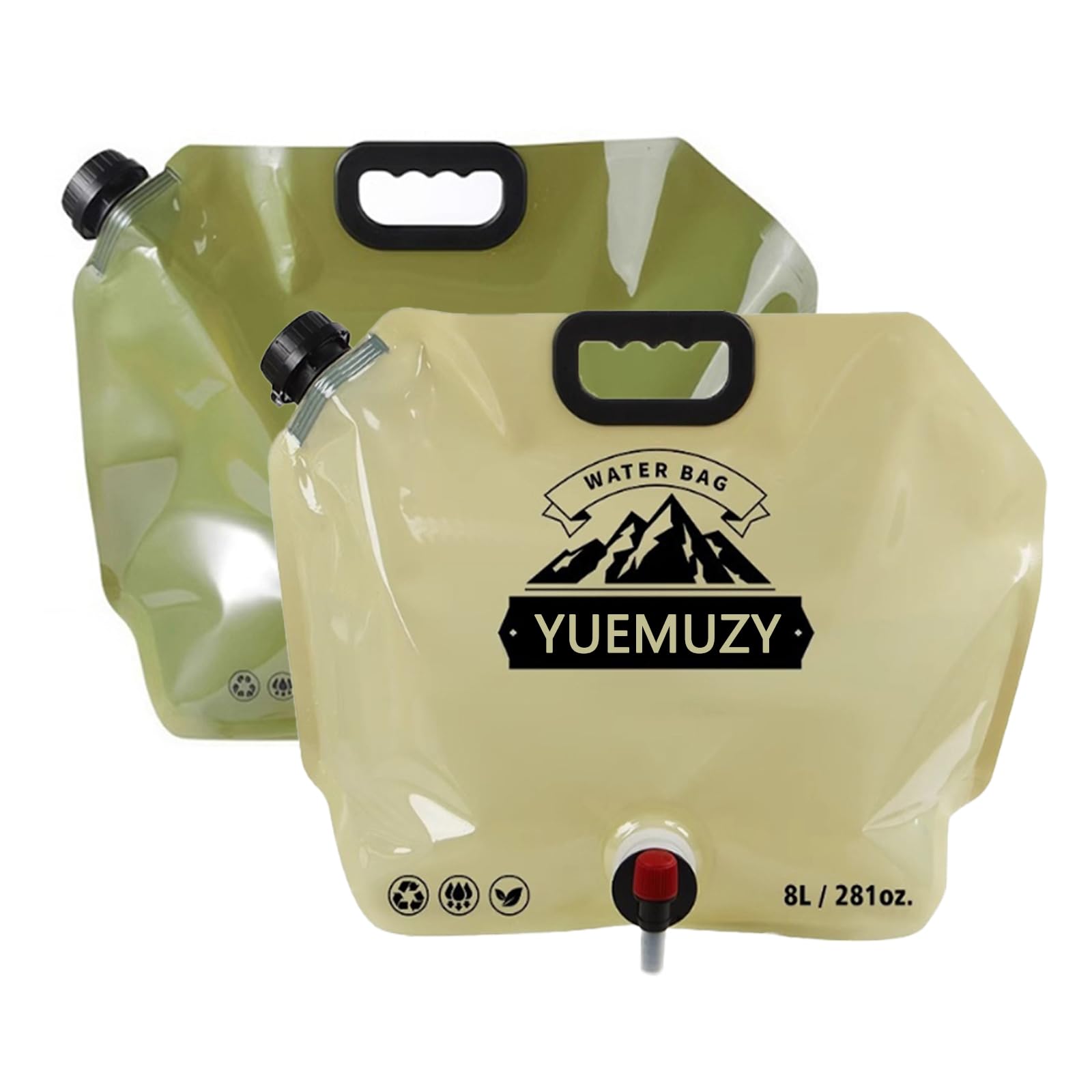 YUEMUZY 2Pcs Water Container, Collapsible Water Container, Water Carrier Camping Bottle Collapsible, 8L Drinking Water Container for Outdoors Camping Picnic BBQ Hiking Backpack Survival Kit