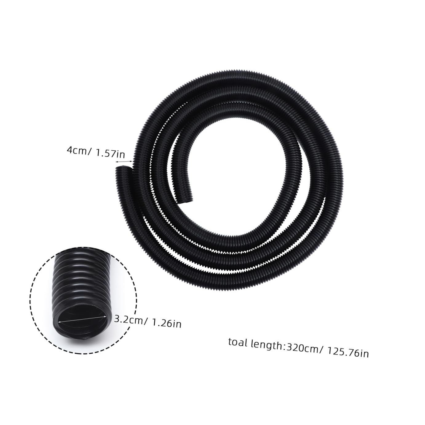 Staubsaugerschlauch 32mm aus Pvc Schwarz Robust und Verstopfungsarm Verlängerung für Staubsauger in Gästehäusern und Waschstraßen