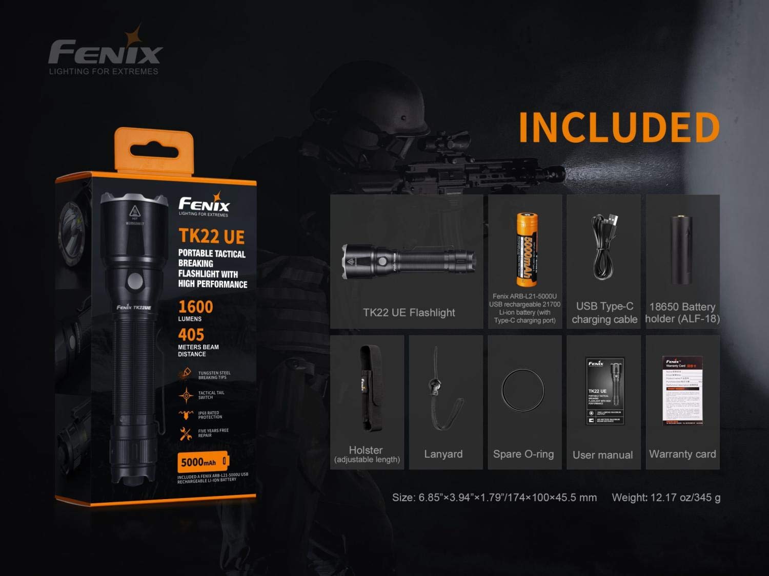 FENIX TK22 UE LED Taschenlampe 1600 Lumen