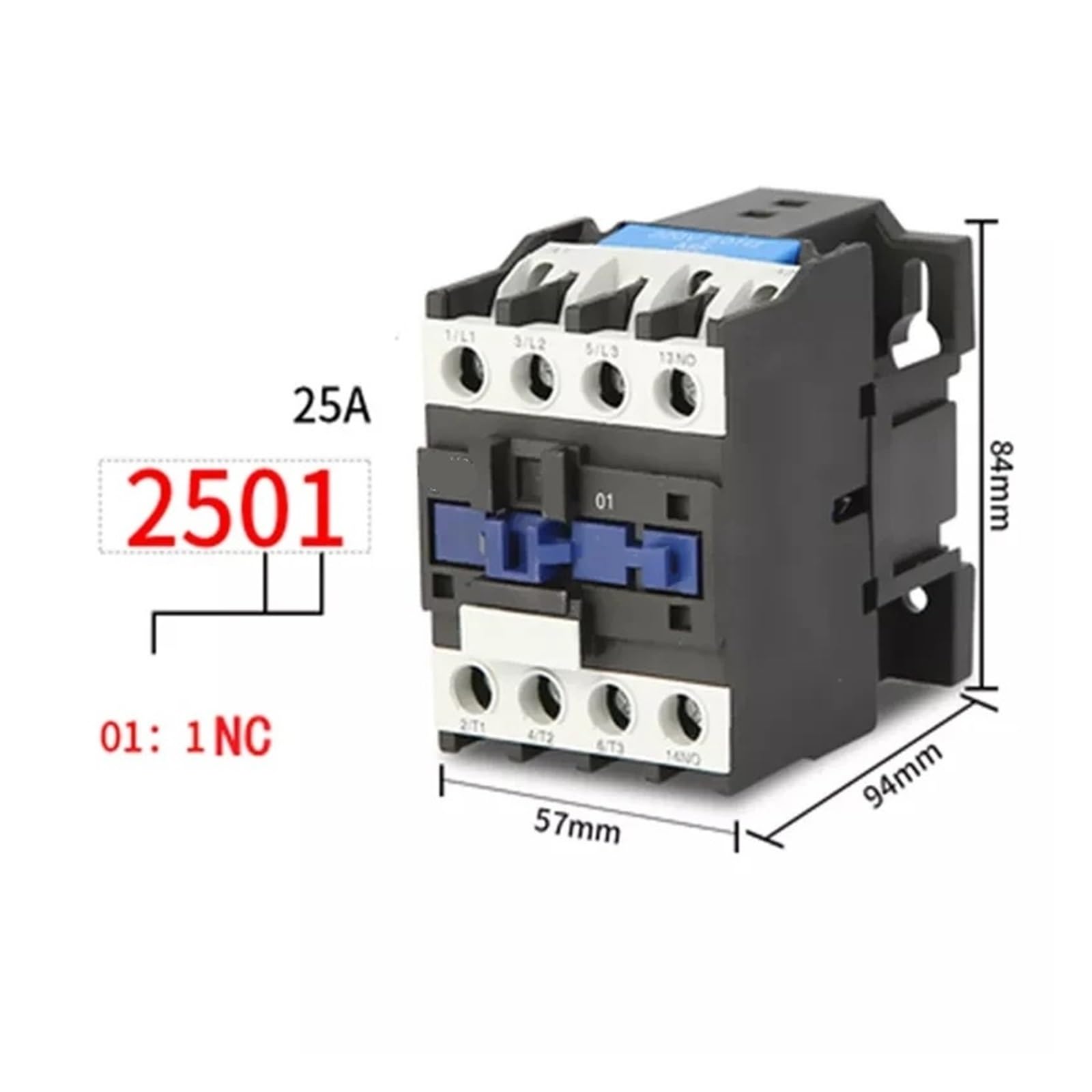 Contactor CA LC1D 25 A CJX2-2501 electromagnético para motor trifásico 110/220/380 V 3 polos (AC 220 V)