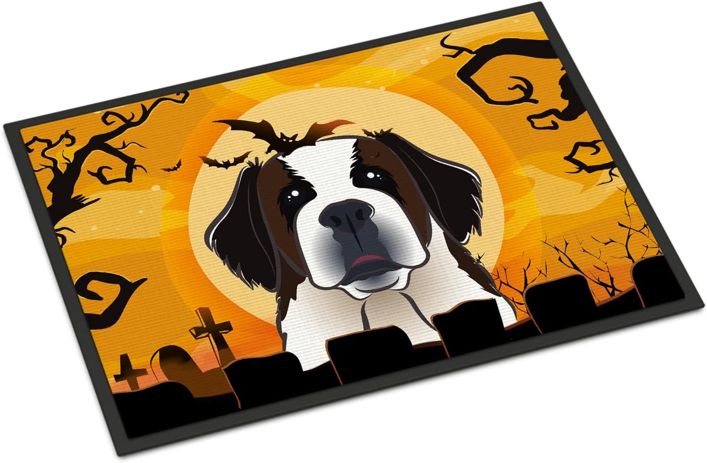 Caroline's Treasures BB1804JMAT Halloween Saint Bernard Doormat 24x36 Front Door Mat Indoor Outdoor Rugs for Entryway, Non Slip Washable Low Pile, 24H X 36W
