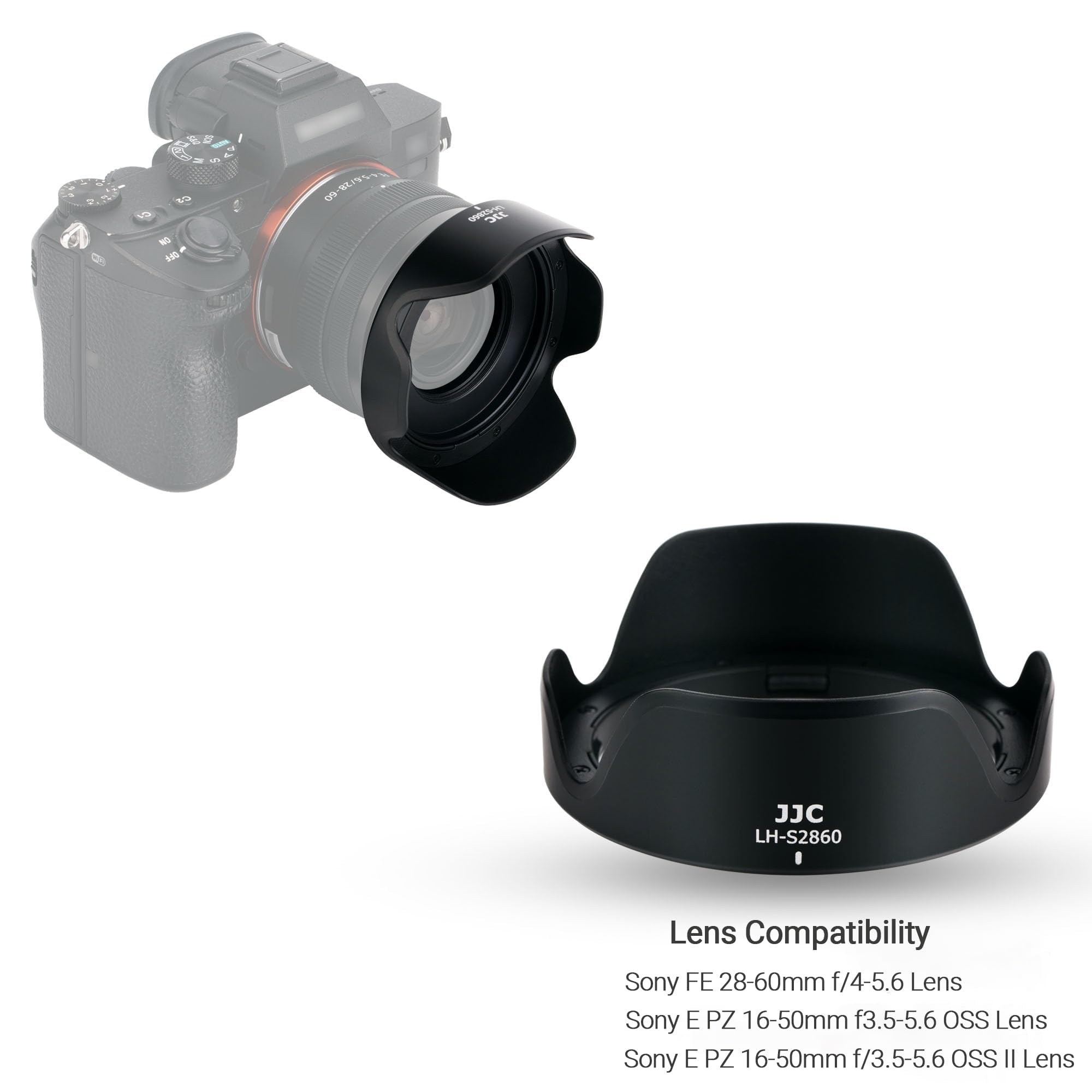 Petal Screw in Lens Hood for Sony FE 28-60mm f/4-5.6 Lens SEL2860 and Sony E PZ 16-50mm f/3.5-5.6 OSS Lens SELP1650 on Sony ZV-E1 ZV-E10 A7C A6400 A6300 A6100 A6000 with a 40.5mm Adapter Ring