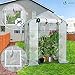 VOUNOT® Gewächshaus Foliengewächshaus, begehbares Gartenhäuschen mit 4 Regalebenen, Tomatenhaus Tomatengewächshaus, Weiß 143x73x195cm