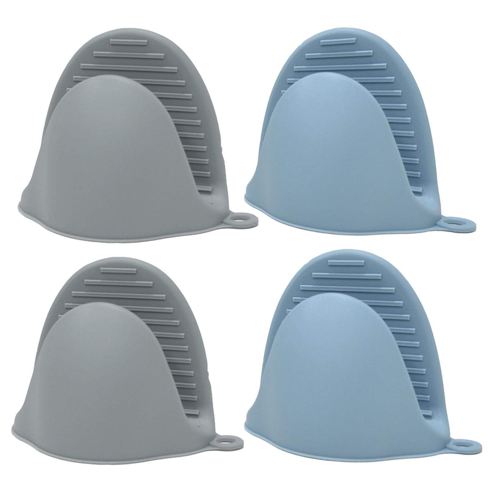 AORTDES Silicone Kitchen Oven Mitts Set, Finger Protector Cooking Pinch Grips Pot Holder Toaster Hot Plate Gripper Oven Accessories,BBQ Baking Mittens Heat Resistant Gloves,2 Pairs(Nordic Blue Gray)