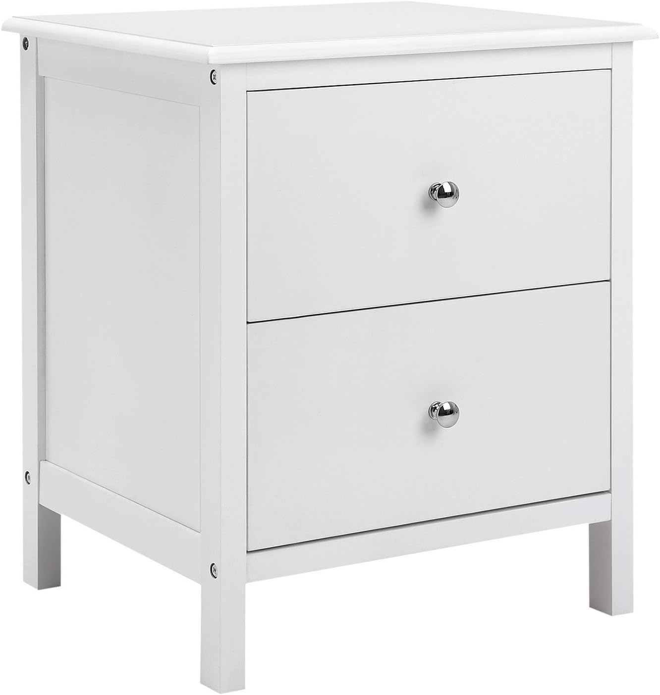 SONGMICS RDN08WT 2 Drawer Bedside Table Sofa Table Organizer Bedroom Storage Living Room Modern 48 x 56 x 40 cm White