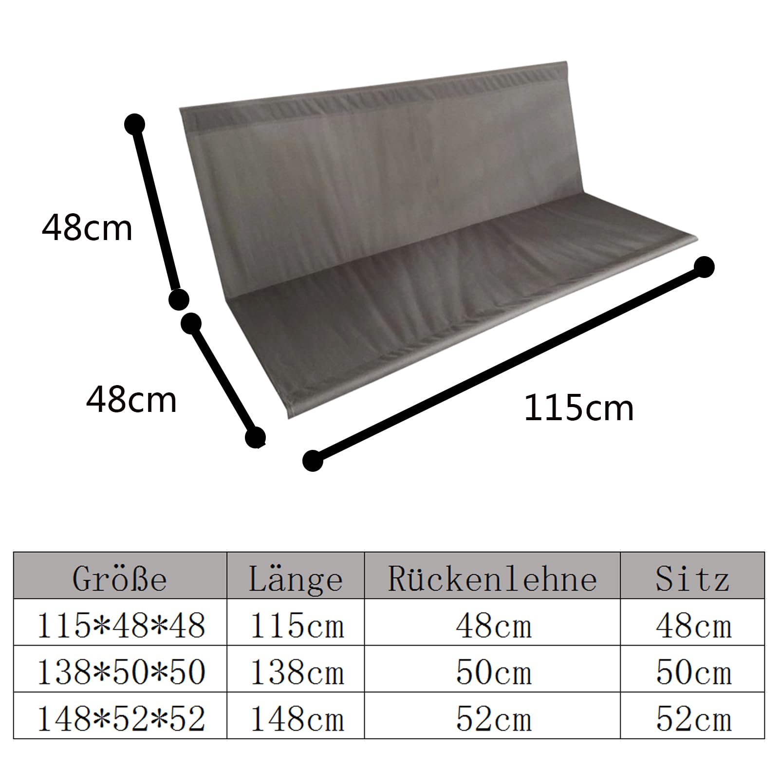 ZHMIZHAM Hollywood Swing Seat Cover, Fabric, Grey, 115 x 48 x 48 cm, 115*48*48cm - Image 2