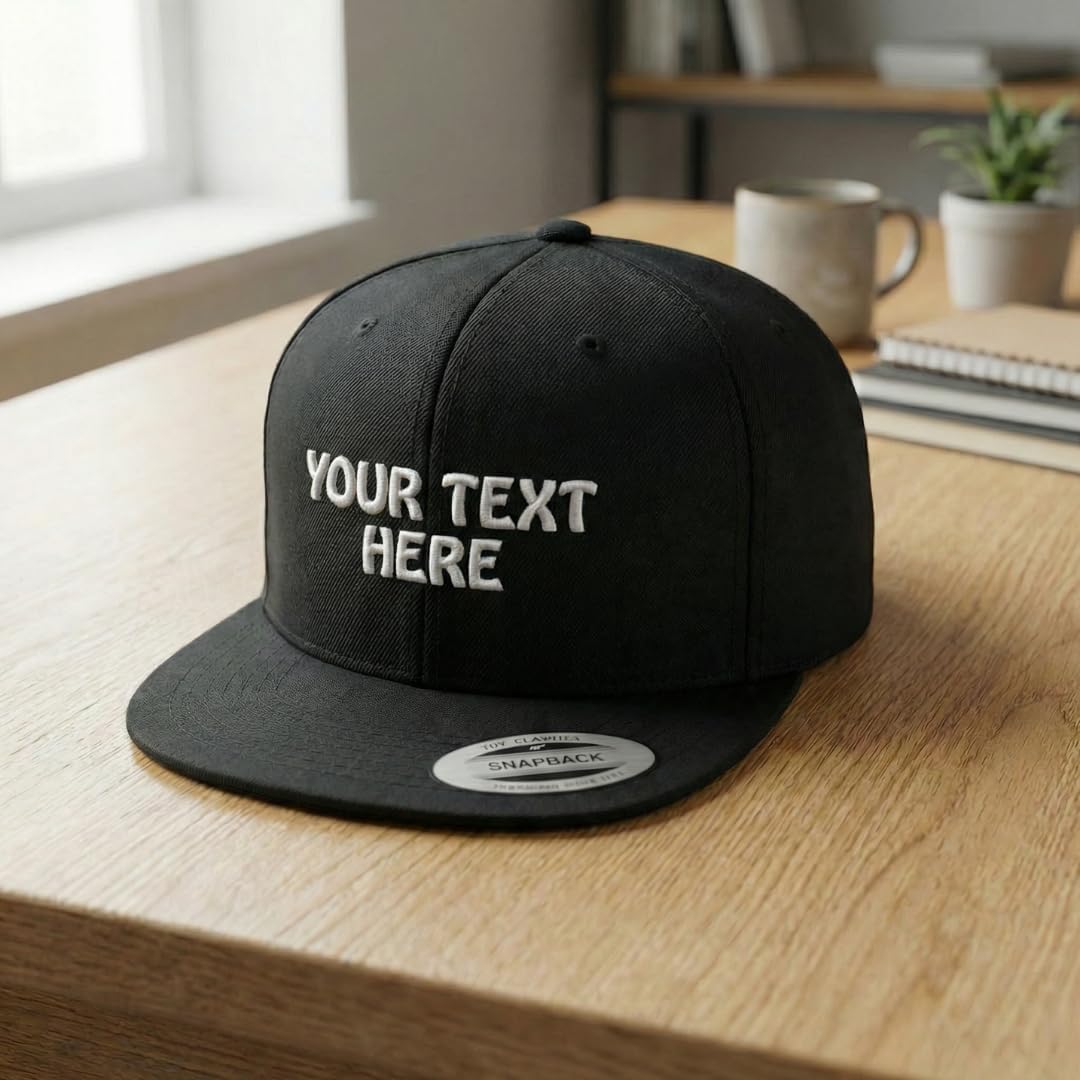 Snapback Hats for Men & Women Custom Hat Personalized Text Flat Bill Baseball Cap