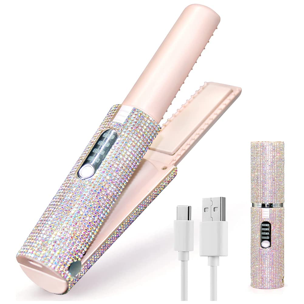 2 en 1 EléCtrico USB Alisador de Pelo Cepillo Alisador Plancha Peine Multifuncional Alisador Styler