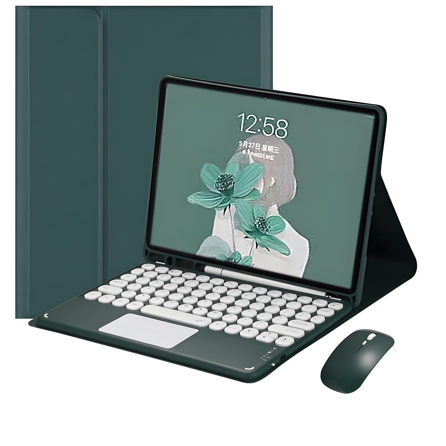 Housse Clavier Tactie iPad Mini 5 4 3 2 Protection Intégrale avec Souris Bluetooth